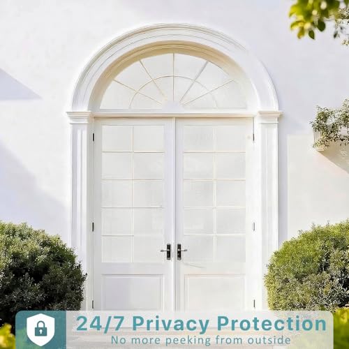 Frosted Glass Window Privacy Film Decorative, Static Cling Bathroom Window Frosting Film Day and Night Windows Cling Home Glass Door Cover, 17.5 inch x 78.7 inch | Static Cling Window Frosted Film,Day and Night Privacy Windows Cover for Glass Door,Garage,