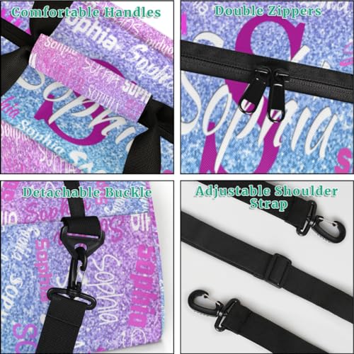Custom Dance Sleepover Bag for Girls, Light Blue Purple Glitters Bling | Personalized Duffle Bag Overnight Ballet Bag Toddler Ballet Bag Gym Duffle Bag for Travel Weekend - color: Color 21