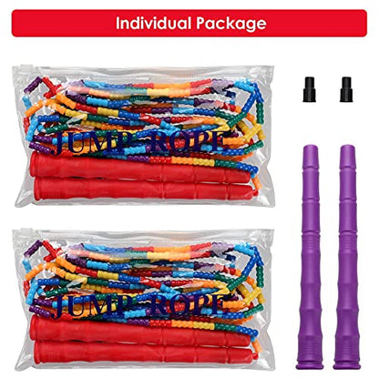 Double Dutch Jump Rope Long Jump Rope 16 FT 1 Pack/2 Pack, Adjustable Soft Beaded Diy Jump Rope for Kids Adult Long Enough for 5-6 Jumpers - color: Red-2 Pack