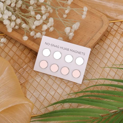 8pcs Hijab Magnetic Pins, Multi-Purpose Magnetic Scarf Clip no Snag Hijab Magnets Scarf Magnetic Clasp Strong Magnetic Hijab Pins Pinless Brooch for Women Clothes (Pink, Silver) - color: Pink, Silver