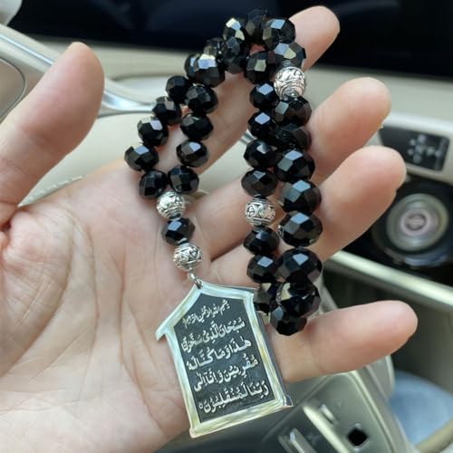 Islam Travel Dua Car Hanging 33 black beads tasbih AYATUL KURSI Prayers and dua for travel car pendant