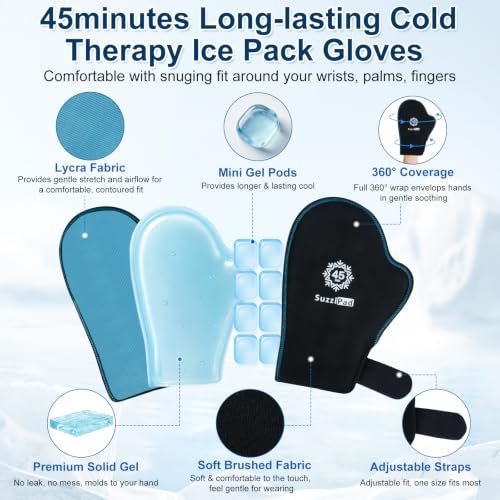 SuzziPad Cold Therapy Gloves & Boots for Chemotherapy Must Haves, L | Lycra & ultra-soft fabric, 45-min long-lasting cold therapy, relieves hand & foot pain, post-surgery & chemo recovery - size: L