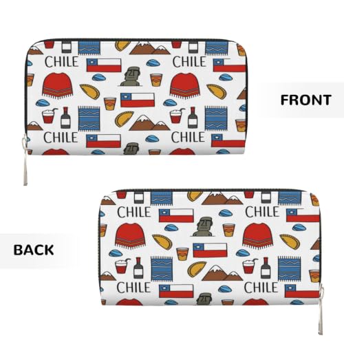 Chilean Culture PU Leather Long Wallet for Women Men, Zipper Clutch Wallet RFID Card Holder Organizer - color: Chilean Culture