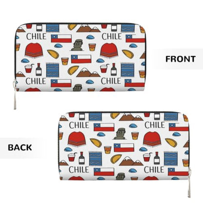Chilean Culture PU Leather Long Wallet for Women Men, Zipper Clutch Wallet RFID Card Holder Organizer - color: Chilean Culture
