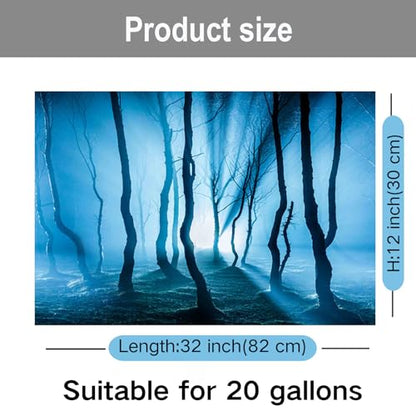 ELEBOX Fish Backgrounds Paper Double Sides 3D Stone & Trees Aquarium Background Picture 12" x 32" Fish Tank Background - color: N, size: H:11.8"x L:32.3"