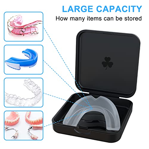 Aligner and Retainer Cases,2 Pcs Denture Case - Black | Durable and slim Mouth Guard Case - color: Black