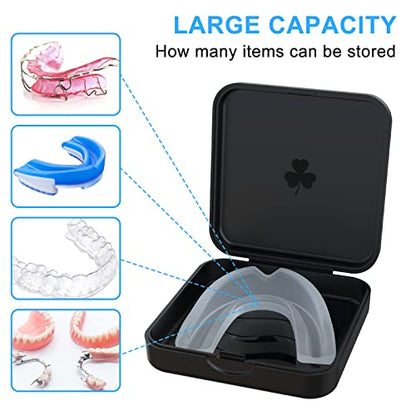 Aligner and Retainer Cases,2 Pcs Denture Case - Black | Durable and slim Mouth Guard Case - color: Black