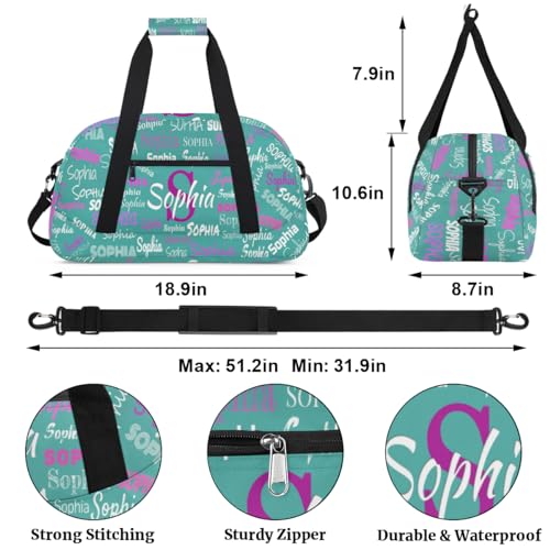 Custom Name Sports Dance Duffel Bag, Perform Bag, Dark Turquoise Blue | Personalized Gym Cheerleading Carry-On Fitness Travel Weekender Tote - color: Color 10