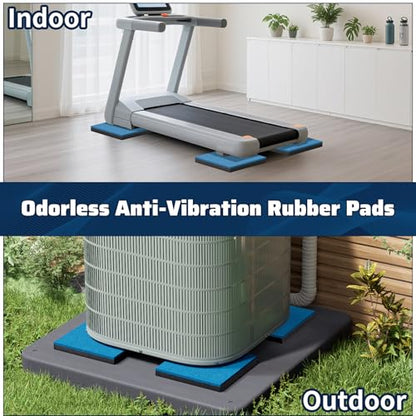 Anti Vibration Pads 8 x 8 x 3/4 inch, 4 Pack Vibration Damping Mats for Central Air Conditioner Outdoor Unit Condensing Unit Vibration Dampener on Equipment Pad, Reduces Noise, Up to 1000lbs