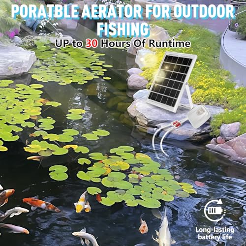Solar Powered Aquarium Air Pump, Quiet Powerful Fish Tank Air Pump - color: White
