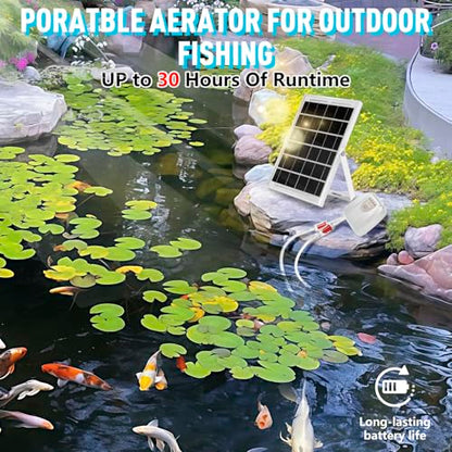 Solar Powered Aquarium Air Pump, Quiet Powerful Fish Tank Air Pump - color: White