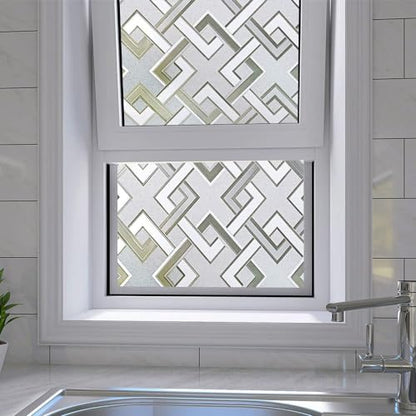 Frosted Window Privacy Film,3D Vinyl Decorative Window Decals, UV Blocking Static Cling No-Glue Glass Window Film (17.5 x 157.4 inch) - size: 17.5'' x 157.4'' (44.5 x 400 cm)