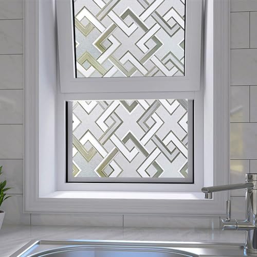 Frosted Window Privacy Film,3D Vinyl Decorative Window Decals, UV Blocking Static Cling No-Glue Glass Window Film (23.6 x 157.4 inch) - size: 23.6'' x 157.4'' (60 x 400 cm)