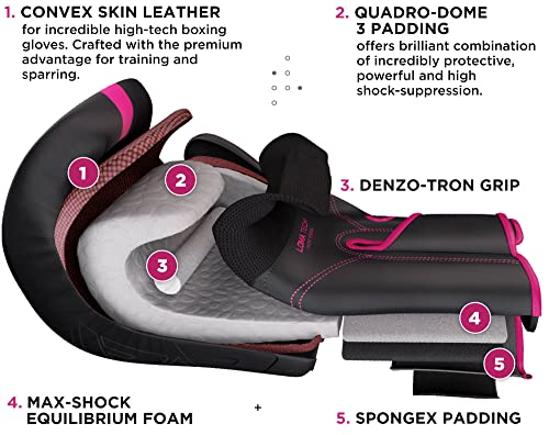 RDX Women Boxing Gloves, Pro Training Sparring, Maya Hide Leather, Muay Thai MMA Kickboxing, Adult, Heavy Punching Bag Focus Mitts Pads Workout, Ventilated Palm, Multi Layered, 8 10 12 14 16 Oz - size: 12OZ