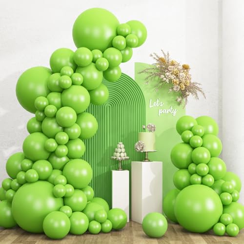 RUBFAC Lime Green Balloons Different Sizes 135pcs for Birthday Arch - color: Lime Green