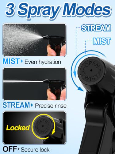 6Pcs 3 Modes Spray Bottle Nozzles Replacement Fit Standard 28/400 Neck | MADHOLLY DIY-Friendly Sprayer Tops, Mist/Stream/Off, Cuttable Tube for 8/16/32oz Bottle, for Plants, Hair, Cleaning - color: Black