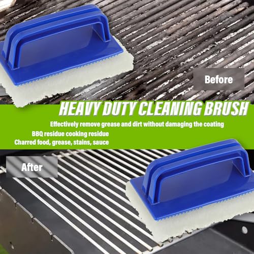 5 Pack Electric Cleaning Brush Pad Kitchen Bathroom Household Cleaning Pad Swimming Pool wall Cleaning Brush Heavy Duty Griddle Scrubber Scouring Pad and 1 Pack Handle kit(White) - color: White