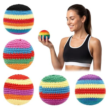 2/5/10 PCS Handmade Crochet Footbag Set for Adults – Assorted Kick & Toss Bags, Juggling Balls for Beginners, Outdoor & Party Fun - size: 5PCS