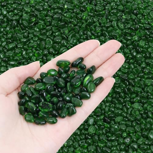 KIJOU Sea Glass Stones Green 14oz – Premium Polished Glass Pebbles for Vase Fillers, Crafts & Aquarium Decor - color: Blue, size: 14oz