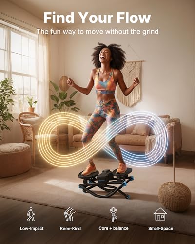 Merach Rocking Steppers for Exercise at Home, 3D Motion Stair Stepper with Resistance Bands for Full Body Workout & Low-Impact Balance Board, 330 LBS Loading Capacity Exercise Equipment - color: Black