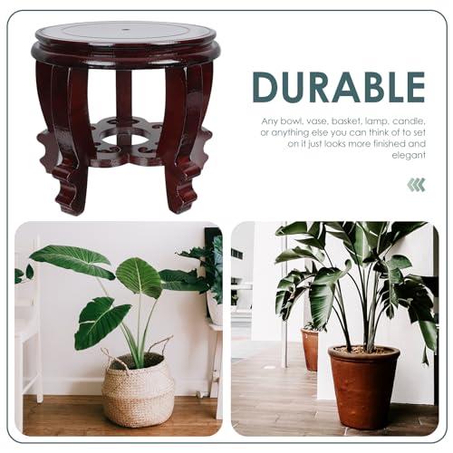 DOITOOL Large Plant Stool Wood Planter Stand Round Wooden Fish Tank Stand Oriental Style Indoor Plant Stand Wooden Display Base