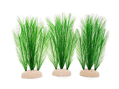 3Pcs Aquarium Decorations Fish Tank Artificial Green Water Plants Made of Silk Fabrics Plastic - color: 7" * 3 Pcs, Green