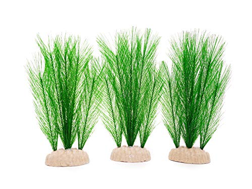 3Pcs Aquarium Decorations Fish Tank Artificial Green Water Plants Made of Silk Fabrics Plastic - color: 7" * 3 Pcs, Green