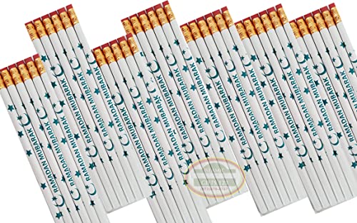 Ramadan Pencils[ 24 Pack ] Ramadan Kids Favors Ramadan Mubarak Ramadan Toy Ramadan Mubarak Decoration Eid Gift Muslim Kids Gifts Wholesale (Green) - color: Green