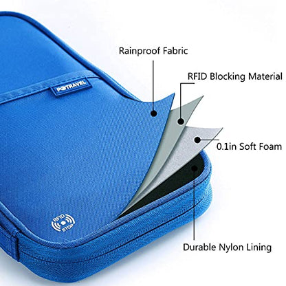 VanFn RFID Travel Passport Wallet, Family Passport Holder, Trip Document Organizer P.Travel Series (Nylon - Blue) - color: A - Nylon - Blue