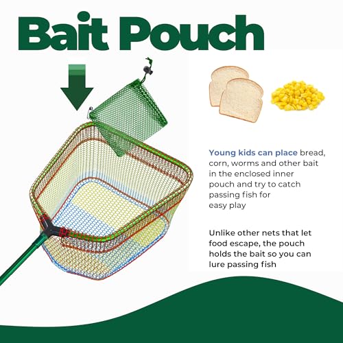 Kids Fishing Net - Extendable Telescopic Landing Net for Boy Girl Children Catching Small Fish Crab Shrimp Minnow Dragonfly Beach Pier Lake River Ocean - color: Style 2 (Green)