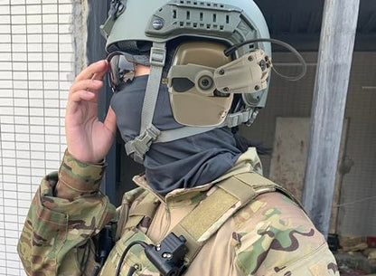 Hearing Protection Noise Cancelling Sound Amplification with Gel Ear Pad/ARC Rail Adapter Ideal for Shooting Sport - color: Tan