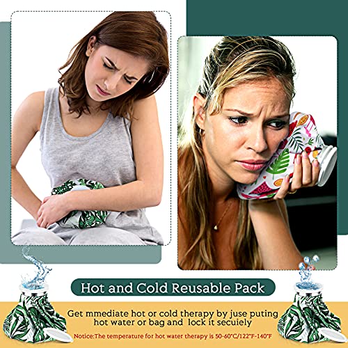 Nuanchu 3 Pieces Ice Bags for Injuries Reusable Ice Pack Hot Cold Water Bag 6, 9, 10 Inches Hot Cold Therapy and Pain Relief Pain Screw Top for Sports Knee Head Leg(Hawaiian Style) - style: Hawaiian Style