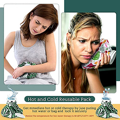 Nuanchu 3 Pieces Ice Bags for Injuries Reusable Ice Pack Hot Cold Water Bag 6, 9, 10 Inches Hot Cold Therapy and Pain Relief Pain Screw Top for Sports Knee Head Leg(Hawaiian Style) - style: Hawaiian Style