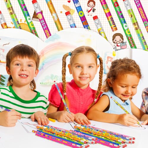 Cinrobiye 200 PCS Bible Pencils Bulk, Christian Scripture Pencils with Erasers, Religious School Supplies for Church, Sunday School, Faith Events and Classroom Use - style: Bible200