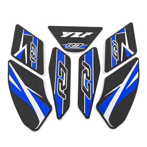 for YZF-R7 yzfr7 2026 New Accessories Fuel Tank Anti-Slip Stickers Side Guards Knee Anti-Slip mats Protective Stickers 7-piece Set Rubber Fuel Tank Stickers Tank Pads Tank pad Gas (2026 Blue) - color: 2026 Blue