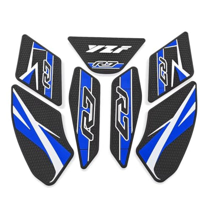 for YZF-R7 yzfr7 2026 New Accessories Fuel Tank Anti-Slip Stickers Side Guards Knee Anti-Slip mats Protective Stickers 7-piece Set Rubber Fuel Tank Stickers Tank Pads Tank pad Gas (2026 Blue) - color: 2026 Blue