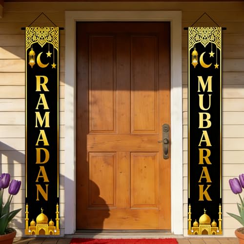 Nuxovilar Ramadan Mubarak Gold Black Banners 12x71 Inches Polyester - color: Ri50574