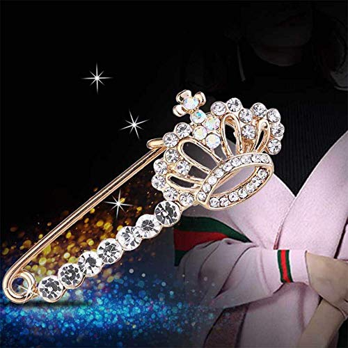 Crystal Pearl Flower Brooches Pins Fashion Beautiful Created Rhinestone Floral Brooch Good Idea for Party Dance Wedding Banquet for Elegant Women Girl - color: Crown Safety pin