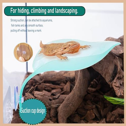 Crested Gecko Tank Accessories，Crested Gecko Hide，Frog Habitat Platform，Gecko Wall Climbing Toy &Reptile Branches（3PCS） (Light Blue) - color: Light Blue