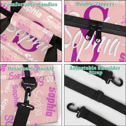 Custom Dance Bag for Girls with Name, Light Pink Background | Personalized Kids Gym Bag Customized Travel Sports Duffel Bag Name - color: Color 23