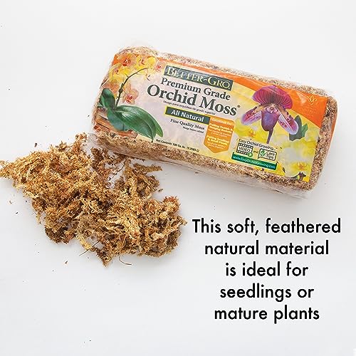 Better-Gro Premium Grade Orchid Moss - 100% Natural,Imported Sphagnum Moss for Orchids,Ferns,and Hostas,Excellent for Hanging Baskets and Propagating Plants - 190 Cubic Inches,(Pack of 2) - size: 190 cu. in. (Pack of 2)
