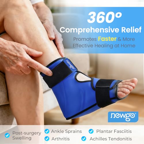 NEWGO Ice Pack Foot Ankle Ice Pack Wrap for Plantar Fasciitis, Foot Surgery Recovery, Hot Cold Therapy Ice Boot Foot for Bunions, Ankle Injury, Swelling, Burning Feet - Blue - color: Blue