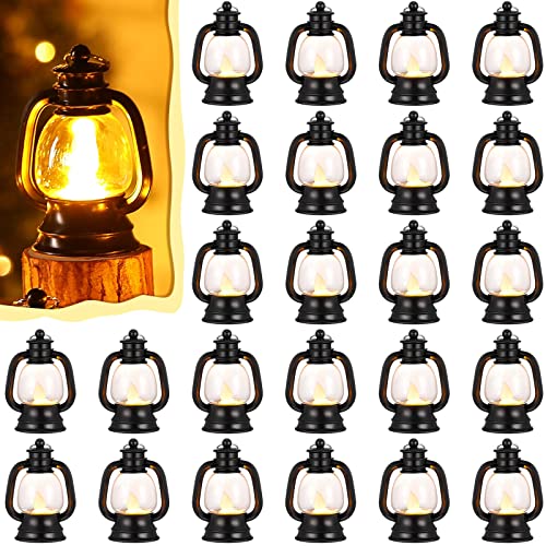 Ferraycle 24 Pcs Mini Lanterns Bulk 4 Inch Black Lamp Table Centerpieces - color: Black, size: 4 Inch