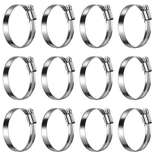 Non-Slip Stainless Steel Worm Gear Hose Clamps 2 to 2-3/4"(50-70mm) | SAE Size 36, 5/16"Hex Head, Soft Hose Protection, Adjustable for Automotive, Fuel Line, Garden, Heater, Radiator, 12Pack - size: SAE#36(2 To 2-3/4)