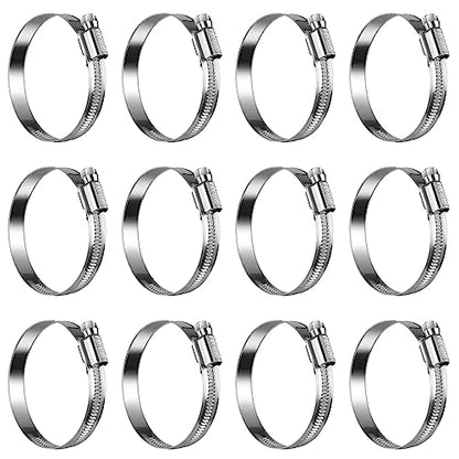 Non-Slip Stainless Steel Worm Gear Hose Clamps 2 to 2-3/4"(50-70mm) | SAE Size 36, 5/16"Hex Head, Soft Hose Protection, Adjustable for Automotive, Fuel Line, Garden, Heater, Radiator, 12Pack - size: SAE#36(2 To 2-3/4)