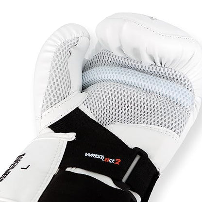 RIVAL Boxing RB10 Intelli-Shock Bag Gloves, Hook and Loop Closure - Ergonomic Fit, 1.25” of Closed Cell Foam for Intense Bag Use - color: White, size: Large