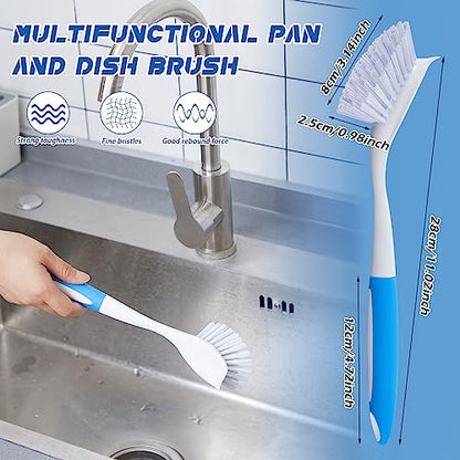 Hsei 20 Pcs Blue Kitchen Scrub Dish Brush Bulk with 11 Inch Anti Slip Handle Cleaning Dish Scrubber with Stiff Bristles Washing Scrub Brushes for Housekeeping for Pots and Pans, Kitchen Sink - color: Blue