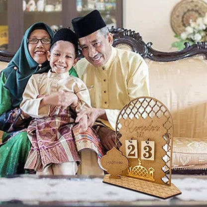 Naysku 2023 R-amadan, M-ubarak Countdown Calendar Decorations, Wooden R-amadan Calendar, Eid M-ubarak Ornament, Hollow Out R-amadan Calendar I-slam M-uslim Accessories for Home Decor