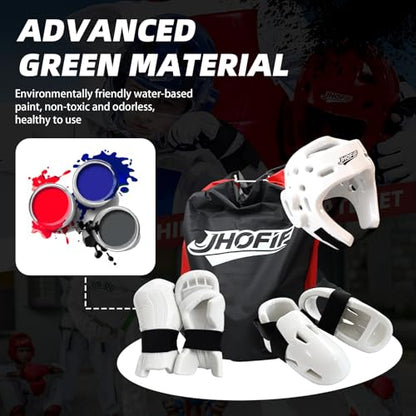 Martial Arts Karate Protective Sparring Gear Package Deal/Gift Adjustable Adult & Youth Headgear, Gloves & Kicks for MMA, Taekwondo, Boxing Training - color: white, size: Medium