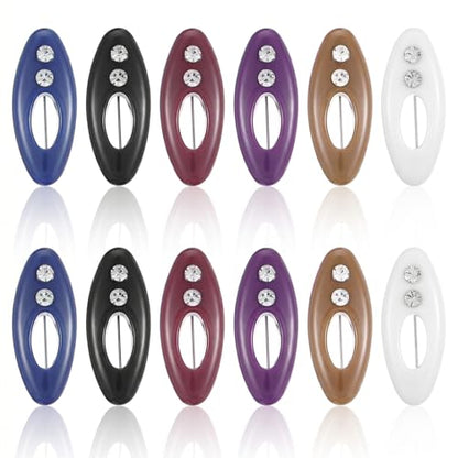 12Pcs Hijab Pins for Women Non Slip Hijab Clips Colorful Plastic Scarf Pins with Rhinestone Hollow Oval Shawl Clips for Women Muslim Scarf Accessories Fastening Scarves and Sweaters
